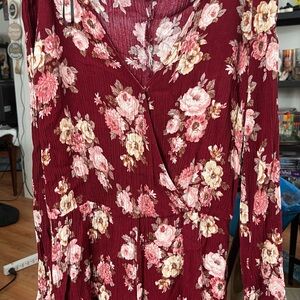 Forever 21 Burgundy Floral jumper
